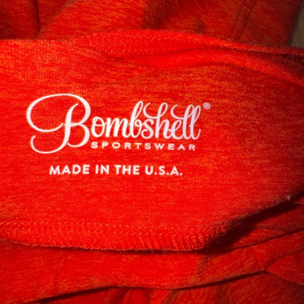 Bombshell Sportswear Orange Halter Neck Active Jumpsuit Unitard Small Pockets - Picture 6 of 8